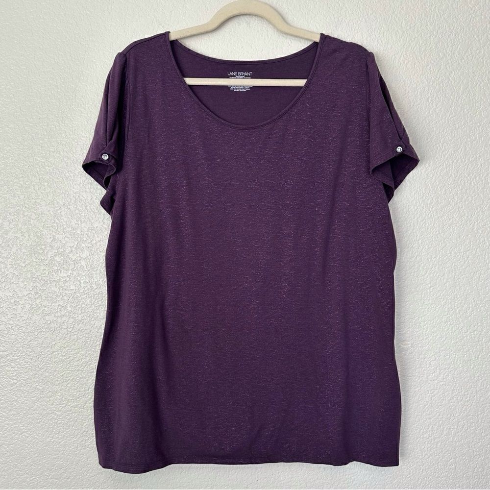 Lane Bryant Purple Heathered Short Sleeves Top, Size 18/20